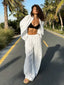 Cotton-Linen Shirt & Wide-Leg Pant Set