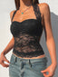 Y2K Lace Halter Cami – Backless Sheer Top