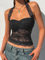 Y2K Lace Halter Cami – Backless Sheer Top