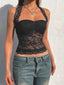 Y2K Lace Halter Cami – Backless Sheer Top