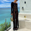 Sheer Long Sleeve Beach Cover-Up Dress