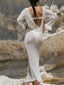 Sheer Long Sleeve Beach Cover-Up Dress